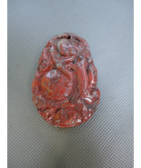 Vintage New Old Stock Natural Carved Blood Stone Pendant 1 7/8&quot; X 1 3/8&quot; - £19.90 GBP