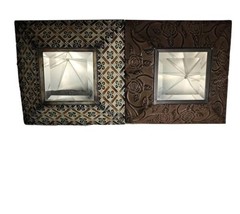 2 Metal Mirrors Bevel Edge Square 12&quot; x 12&quot; Boho Moroccan Home Decor - $20.79