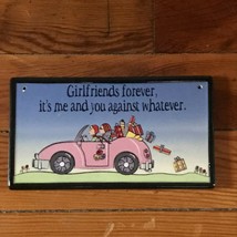 Small A Special Place Girlfriends Forever Saying Painted Ceramic Tile Wall Plaqu - £9.00 GBP