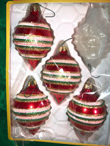 Vintage 4 Glass Christmas Ornamnents In Box - £16.07 GBP