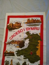 Vintage Croeso I Gymru Wales Welsh UK Bar Tea Towel Kitchen Decor Colorf... - $24.00
