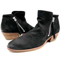 Sam Edelman Womens 7 Packer Ankle Boot Black Suede Double Zip Stacked Heel  - £26.92 GBP