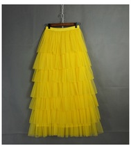 Yellow Layered Long Tulle Skirt Outfit Women Custom Plus Size Tulle Skirt image 2