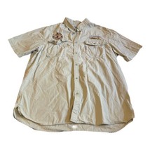 Columbia PFG Shirt Mens XL Beige Tan Fish Fire Department Logo Vented Fi... - $19.49