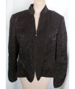 VICTOR COSTA Blazer Rich Brown Jacket Crinkle Puckered Rayon Fabric SZ 14 - $14.84