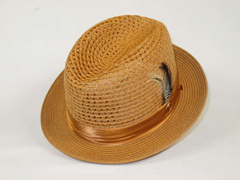 Men's BRUNO CAPELO Stingy Brim Fedora Braid Straw Hat Santa Cruz SC618 Cognac image 2