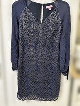 Lilly Pulitzer Carleigh Tunic Dress Navy Silver Bamboo Geo Lace Womens S... - £31.70 GBP