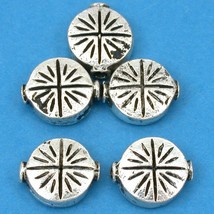 Fluted Star Disc Antique Silver Plated Beads 9.5mm 15 Grams 4Pcs Approx. - £5.45 GBP