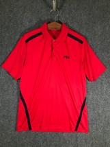 FILA Large Red Polo Soccer Shirt Mens L Activewear Short Sleeve Collared Outdoor - £11.34 GBP