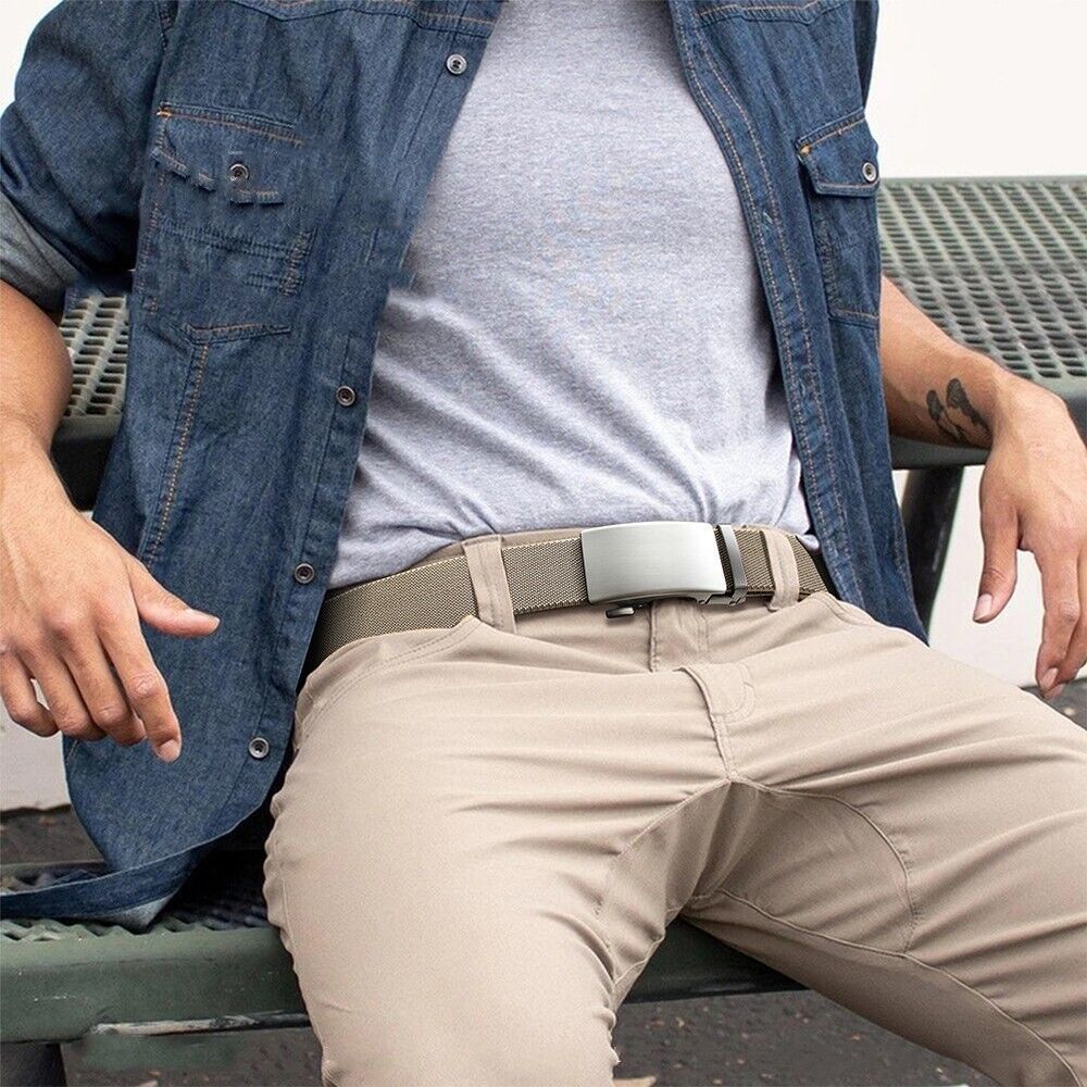 Men&#39;s Large Buckle Elastic Web Belt, 1.5 inch Waist Belt for Jeans and S... - $23.20