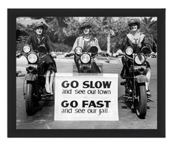 Female Women Motorcycle Cops &quot;Go Slow&quot; Los Angeles Nevada 8X10 Framed Photo - £15.84 GBP