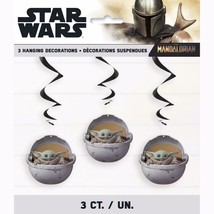 Star Wars The Mandalorian Child Yoda Hanging Decorations 3 Pc Birthday Party - £4.99 GBP