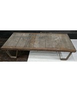 Vintage Primitive Industrial Railroad Steel &amp; Wood Riser Low Table Palle... - $4,618.00 MXN