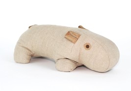 Danish Mid Century Therapeutic Jute Stuffed Animal Hippo Toy W/ Reverse Leather - £540.75 GBP