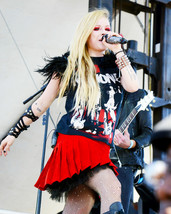 Avril Lavigne 16x20 Canvas in Red Dress and Ramones T-Shirt Singing on Stage - $69.99