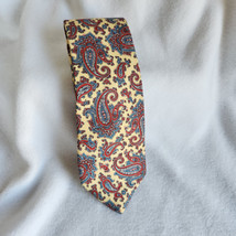 Liberty of London 100% Silk Tie Yellow Red Blue Paisley Print Made in USA - £11.46 GBP