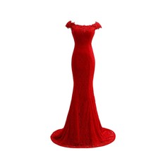 Kivary Women&#39;s Mermaid Lace Off Shoulder Evening Dresses Red US 12 - £142.41 GBP