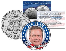 Jeb Bush For President 2016 Colorized Jfk Half Dollar Us Coin Political Campaign - £6.73 GBP