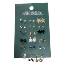 17 Earrings Set Gold Tone Nickel Free Costume Jewelry Hoop Studs + Wild Fable™ - £4.91 GBP