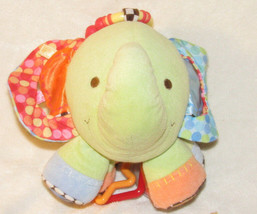 Carters Baby Stuffed Plush Green Elephant Ring Link Toy Sensory Developmental - £16.81 GBP