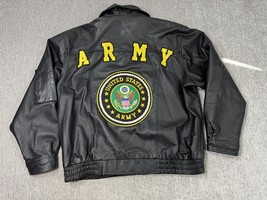 United States Army Leather Jacket Mens 2XL Bomber US Military Patch Vete... - $49.49