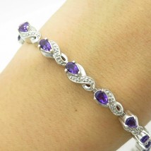 Amethyst Gemstone 5CT Pear Cut Diamond 14K White Gold Over Infinity Bracelet - £129.96 GBP