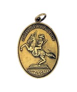 Somdej Phrachao Taksin Thai Amulet Sacred Magic Vintage Brass Gold Pendant - £12.50 GBP