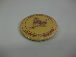 1977 Dieppe 4th Annual Hockey Tournament 2.5&quot; Vintage Pinback Pin Button - £2.27 GBP