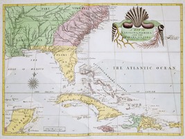 11296.Decor Poster.Home room Wall art.1753 Map of Florida,Cuba,Bahamas Carolinas - £12.94 GBP+