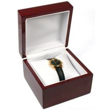 Rosewood Stained Watch Gift Box Jewelry Case Display 3 7/8&quot; x 3 7/8&quot; - £13.02 GBP