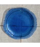 Single 10 Inch Cobalt Blue Recycled Glass Plate Textured Rounded Edge Un... - £34.46 GBP