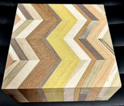 One (1) Beautiful Zig Zag Laminated Bowl Blank Wood Lumber 6&quot; X 6&quot; X 3&quot; - $54.40