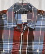 Gap Shirt Plaid Long Sleeve Button Up Pockets Heavy Cotton Mens M Red Blue - $8.32