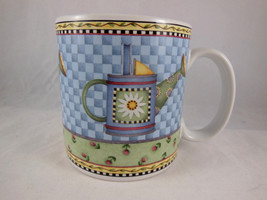 WATERING CAN Coffee Mug Cup Stoneware 1999 Art by Debbie Mumm SAKURA - $6.92
