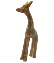 Vintage Giraffe Figurine Hand Carved Wood Brown Painted Small Figure Sculpture - £7.98 GBP