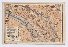 1904 Original Antique City Map Of Bremen Downtown / Germany - $22.40