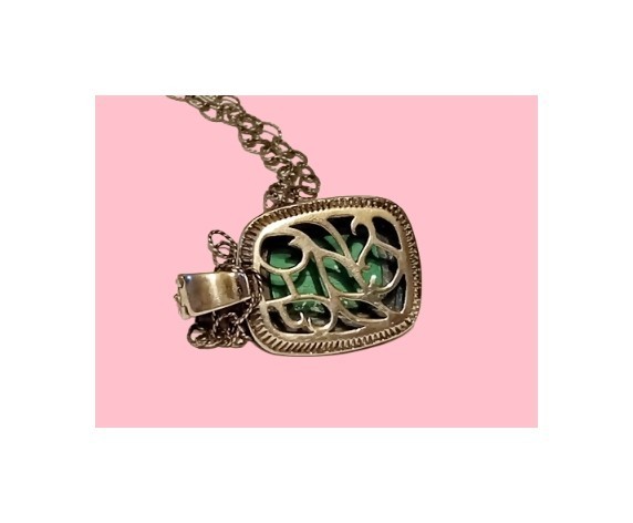 Silver Natural Malachite Pendant & Chain Item image 2