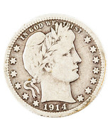 1914-S 25C $.25 Barber Quarts, Très Bon État, Beau Pièce de Monnaie - €210,50 EUR