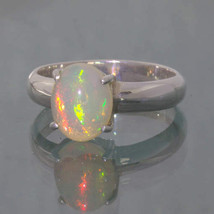 Welo Opal Colorful Oval Cabochon Handmade Silver Ladies Ring size 7 Design 121 - £75.17 GBP