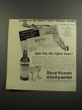 1952 Hiram Walker&#39;s Extra Dry Martini Ad - Northwest Airlines Menu - £14.55 GBP
