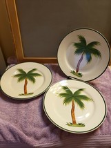 3 Le Gourmet Chef Hand Painted Dinner Plates Dishes Tropical Palm Trees 10 3/4&quot; - £27.59 GBP