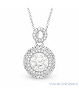 Round Cut Micro-Pave CZ Crystal Halo Pendant .925 Sterling Silver Chain ... - $1,512.95 MXN+