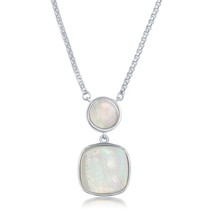 Sterling Silver Round and Square Mother of Pearl Necklace - £73.12 GBP