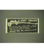 1952 Holsclaw Bros. U-Boat Trailer Advertisement - £14.54 GBP