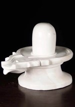 6&quot; Handcrafted White Marble Shivling Statue Hindu God Religious Gift Temple Deco - £232.93 GBP