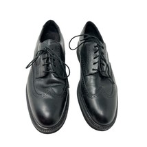 David Taylor 7.5 shoes Wing Tip Oxford mens lace up black leather dress wear - £23.74 GBP