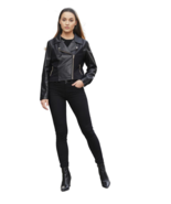 Women Jacket Nicole Miller Midweight Leather Womens Jacket Size Large Black - $1,507.92 MXN