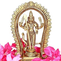 Lord Kartikeya Idol,Subrahmanya Swami Idol 12.5cm Height Brass Gold Colo... - $60.38