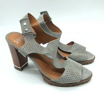 Franco Sarto Allister Heels Sandals Suede Perforated Open Toe Gray Size 9.5 - £30.73 GBP