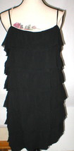 New Womens NWT Dress 12 Theory Black Designer Silk Ruffles Tiered Adjust Straps  - £340.97 GBP